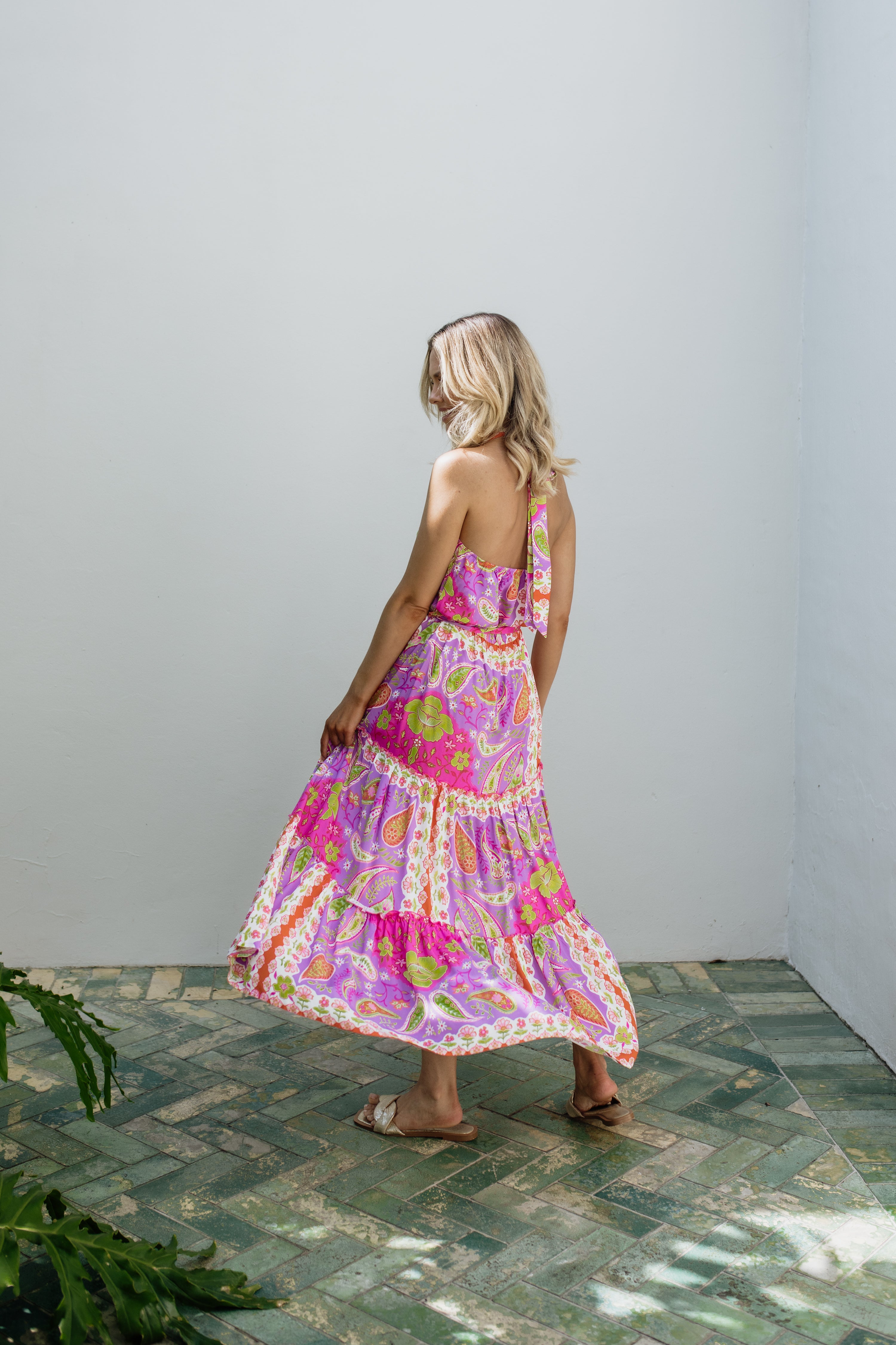 Nicole Halter Dress Violet Bloom