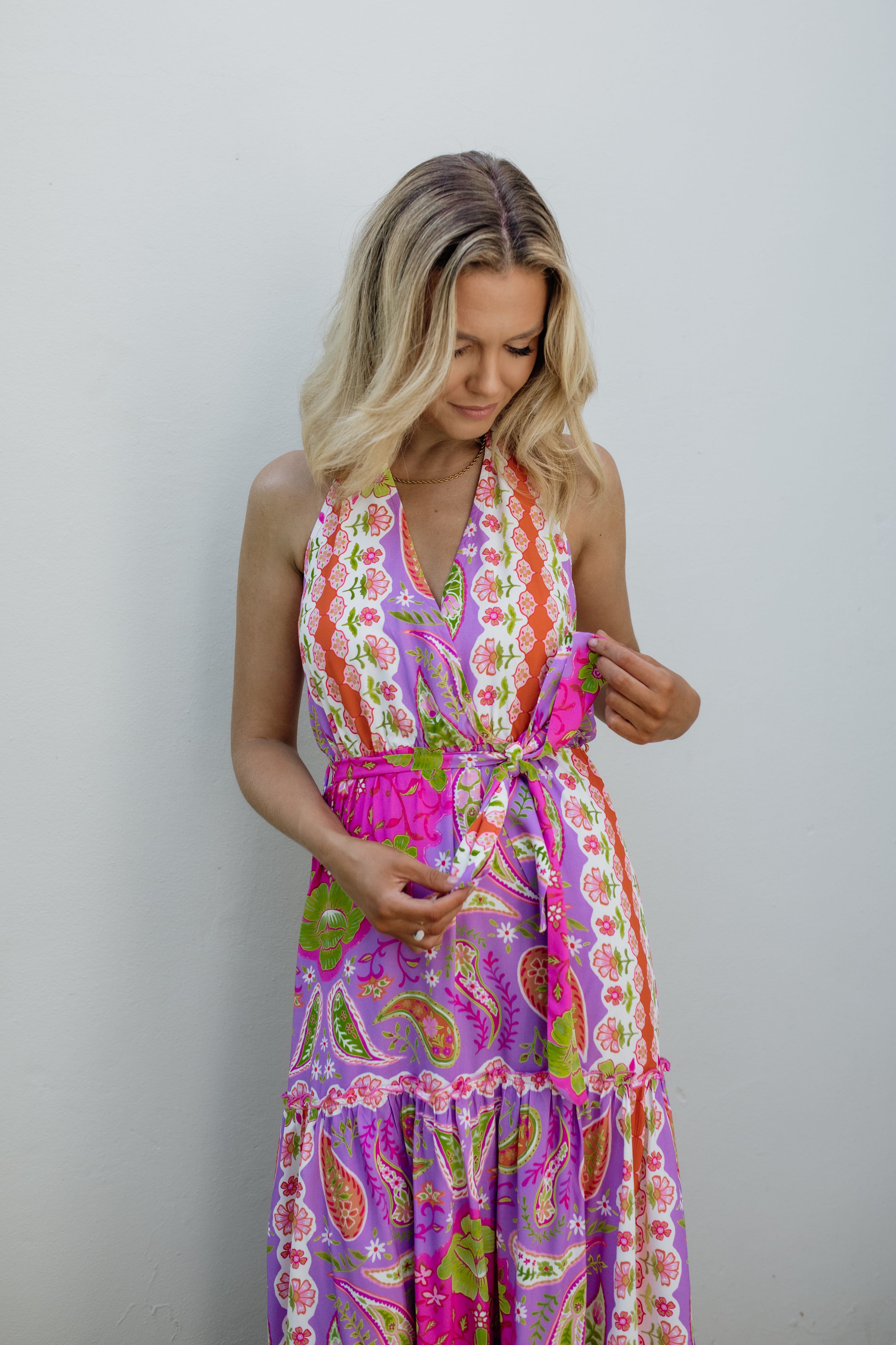 Nicole Halter Dress Violet Bloom