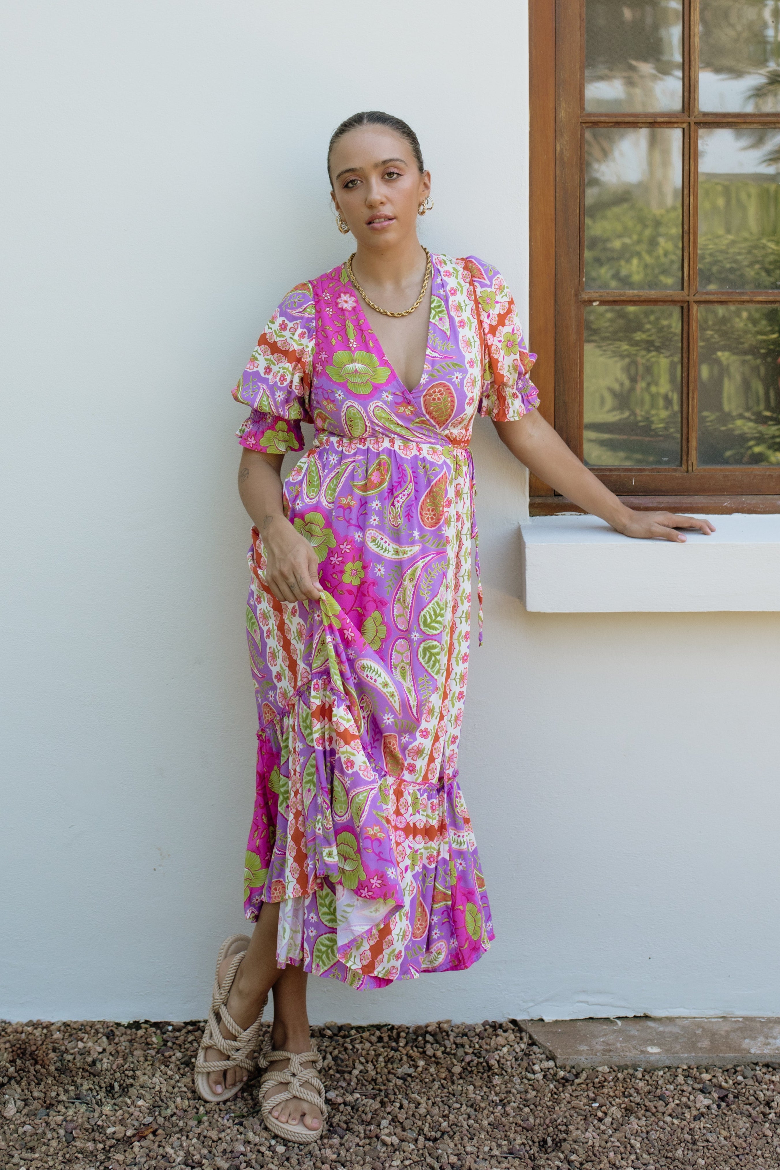 Giulia Wrap Dress Violet Bloom