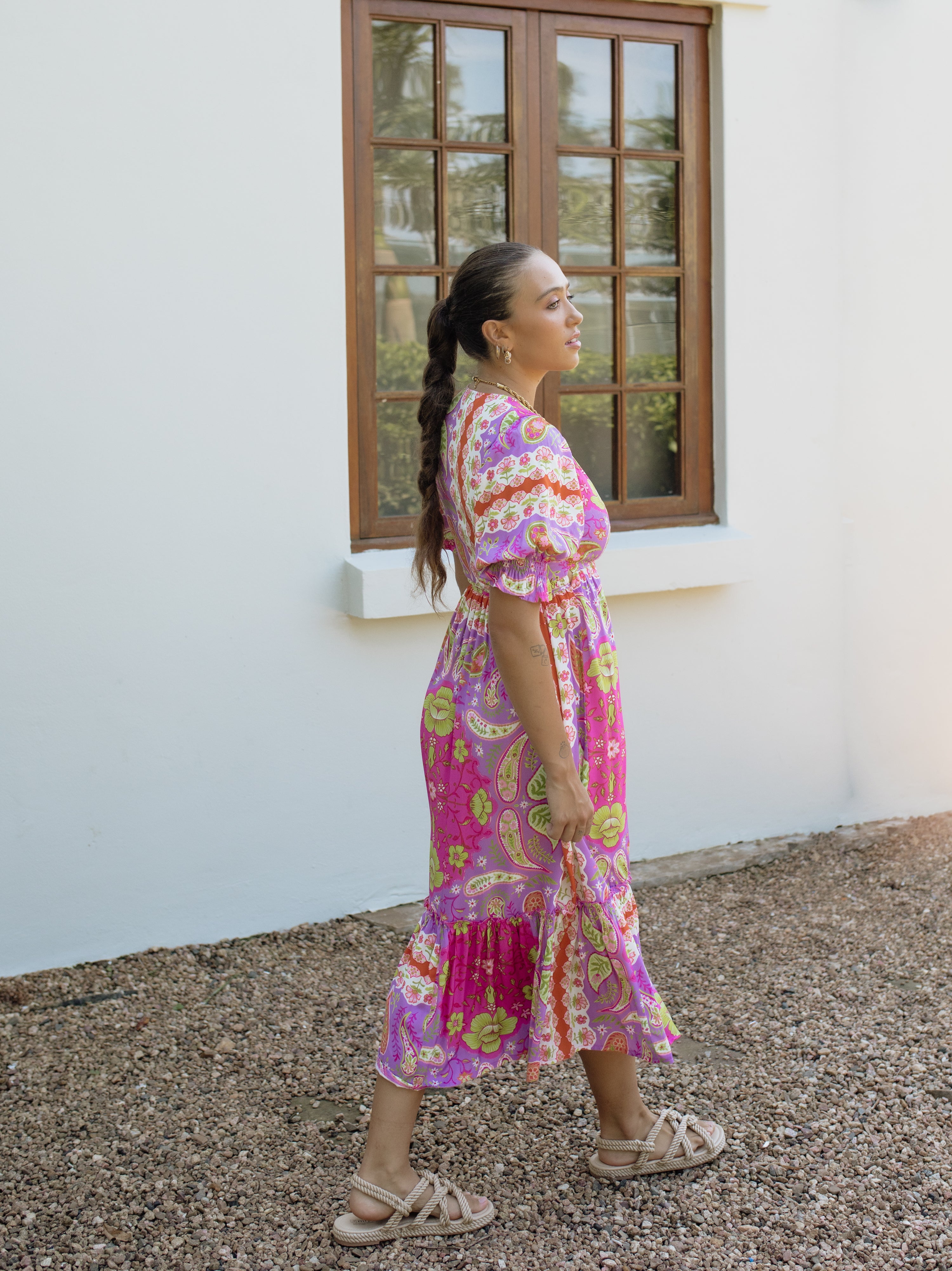 Giulia Wrap Dress Violet Bloom