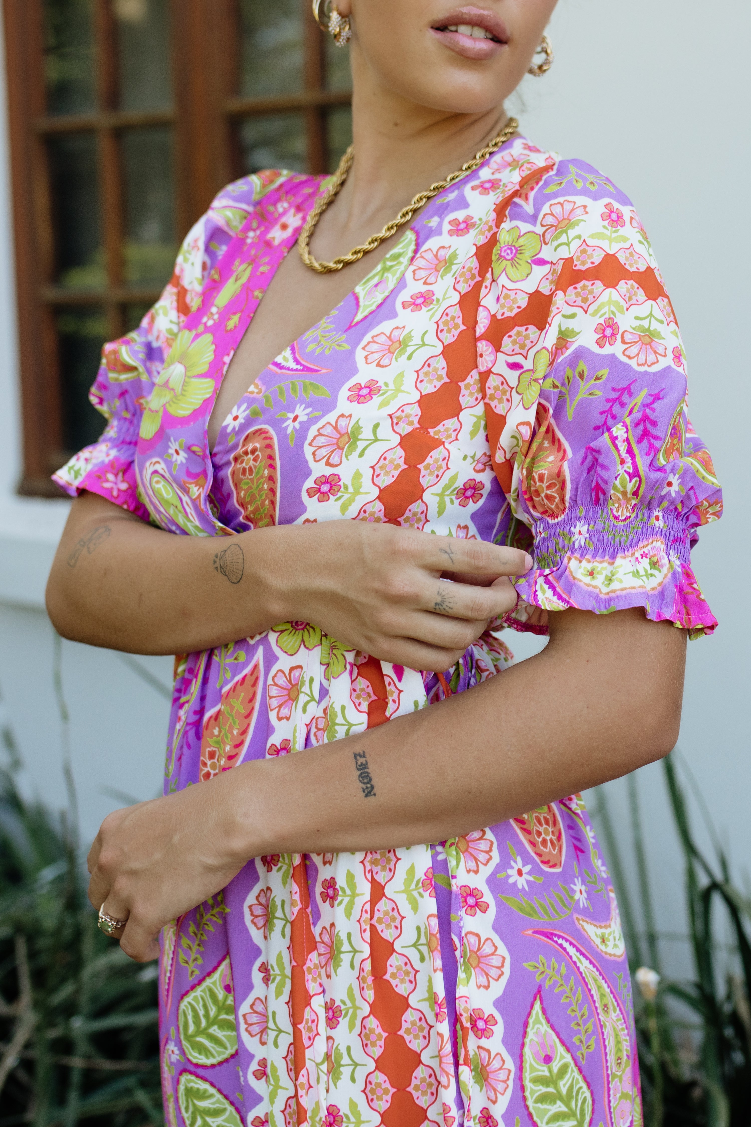 Giulia Wrap Dress Violet Bloom