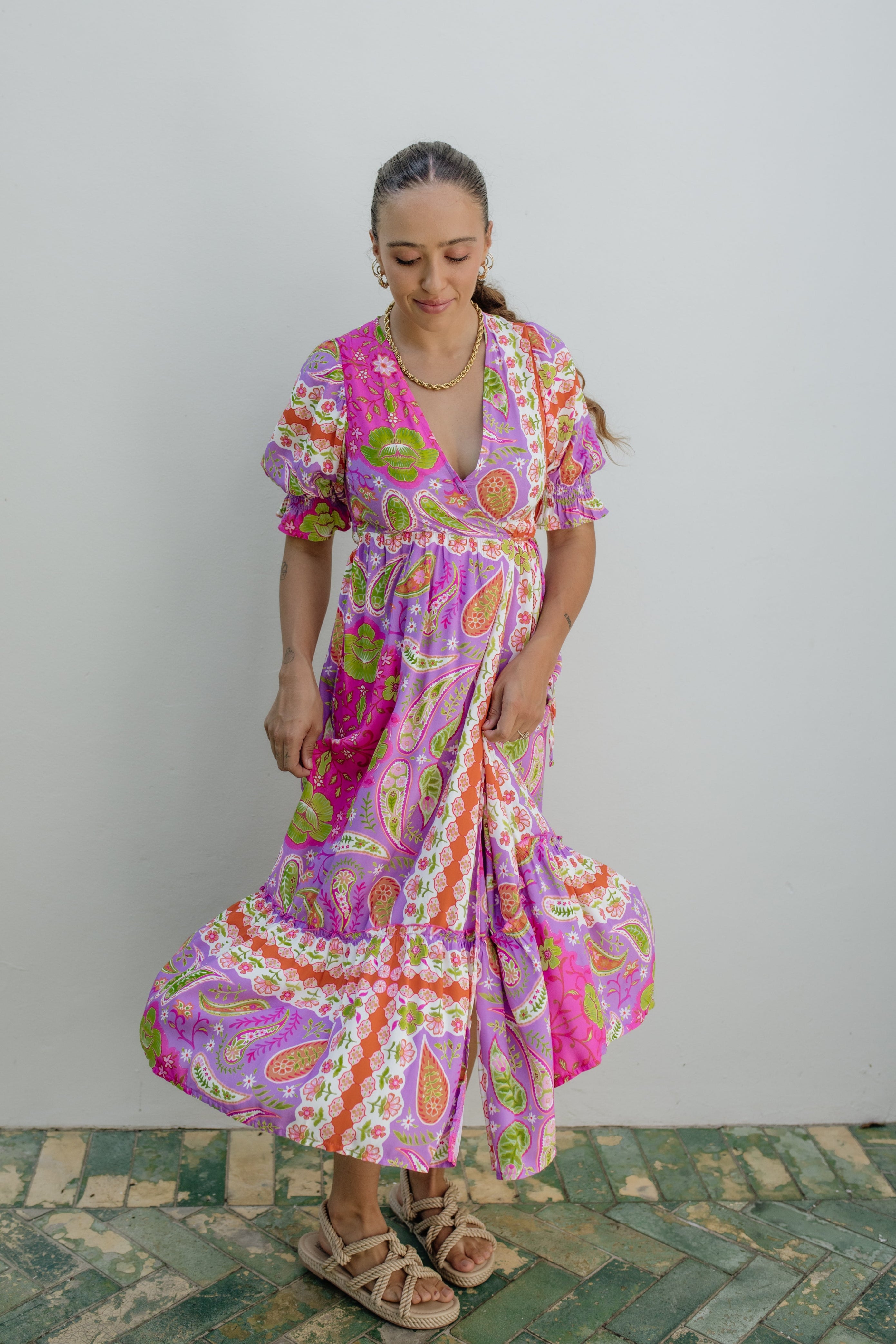 Giulia Wrap Dress Violet Bloom