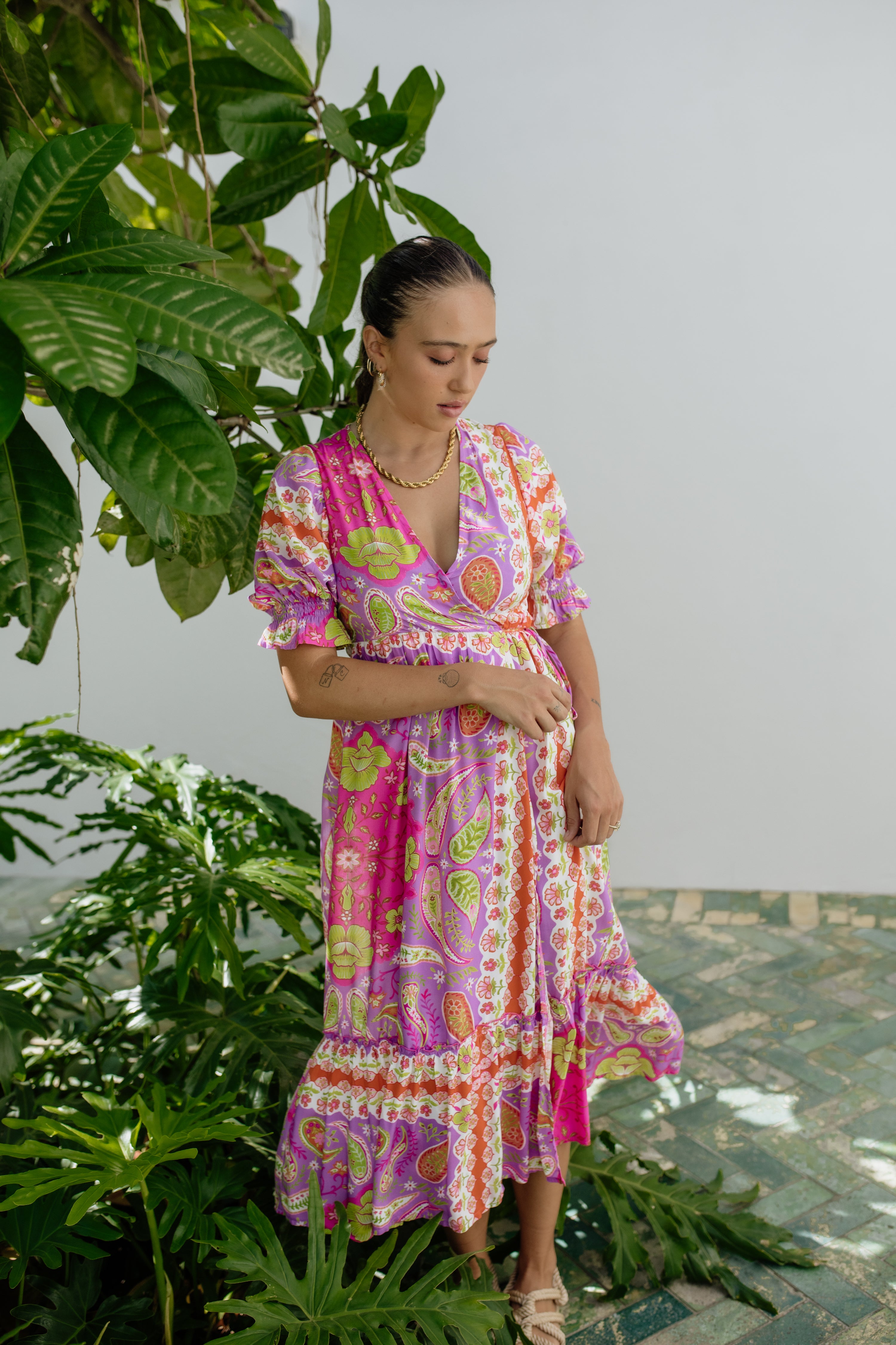 Giulia Wrap Dress Violet Bloom