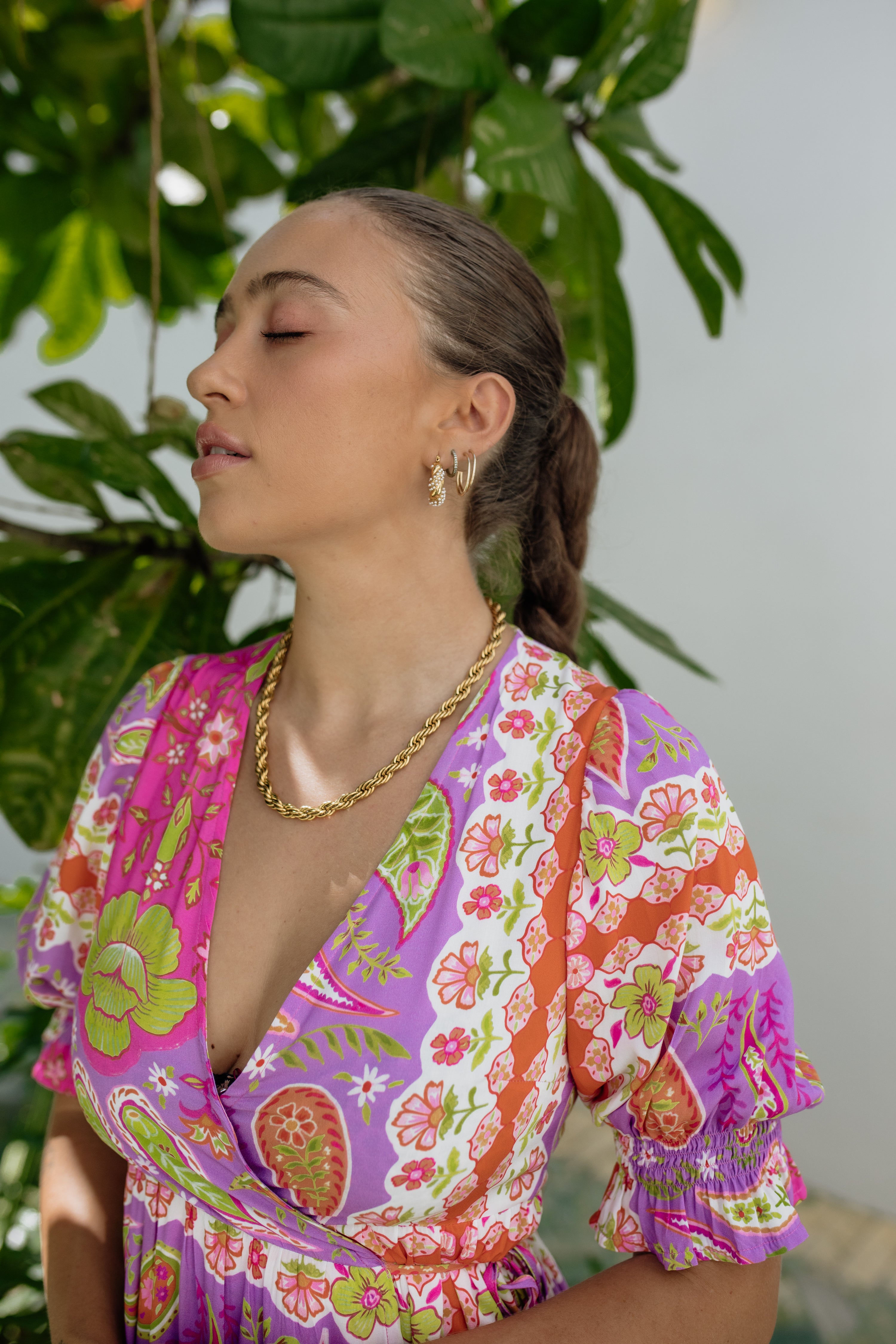 Giulia Wrap Dress Violet Bloom