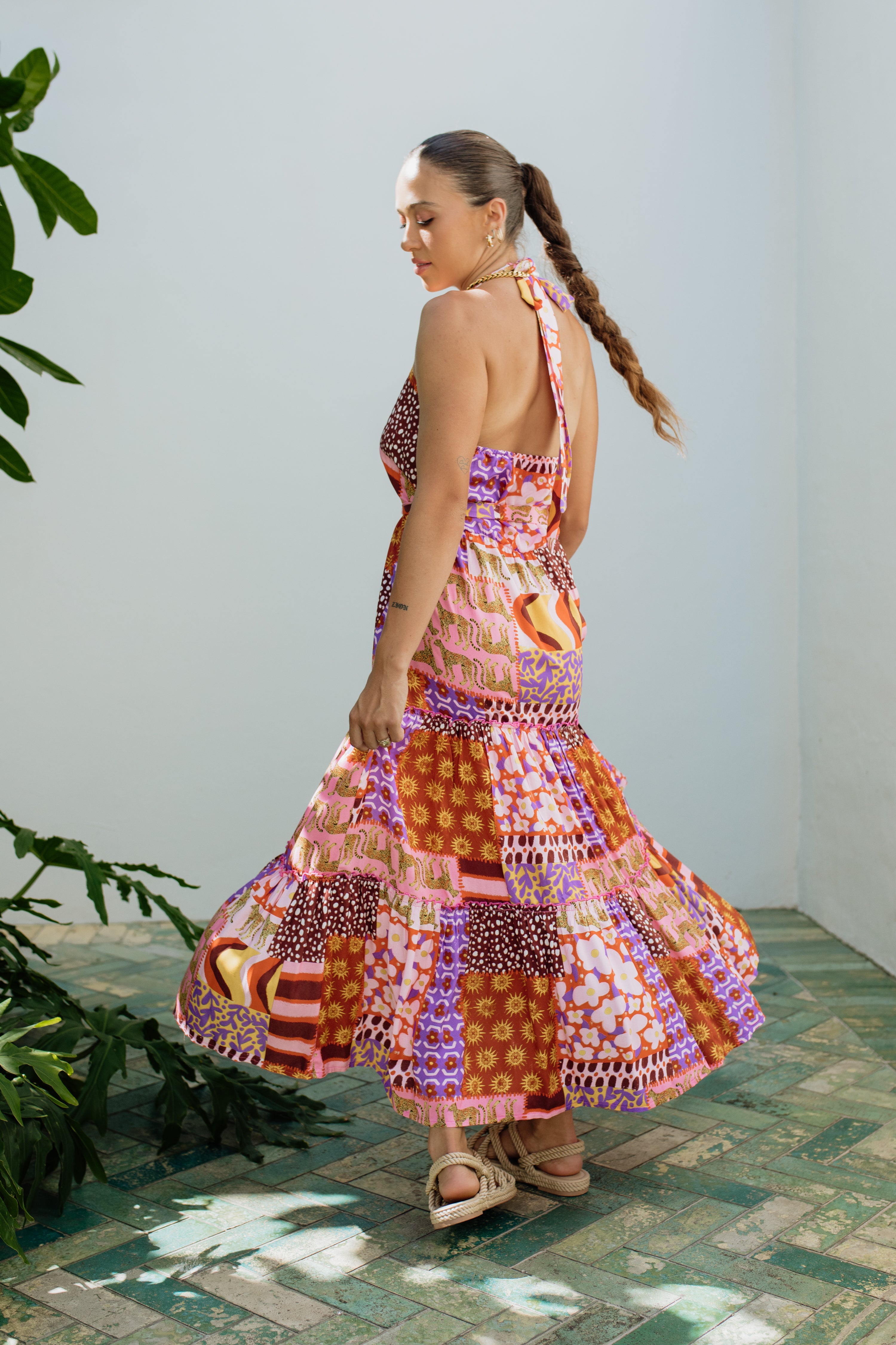 Nicole Halter Dress Leopard Floral