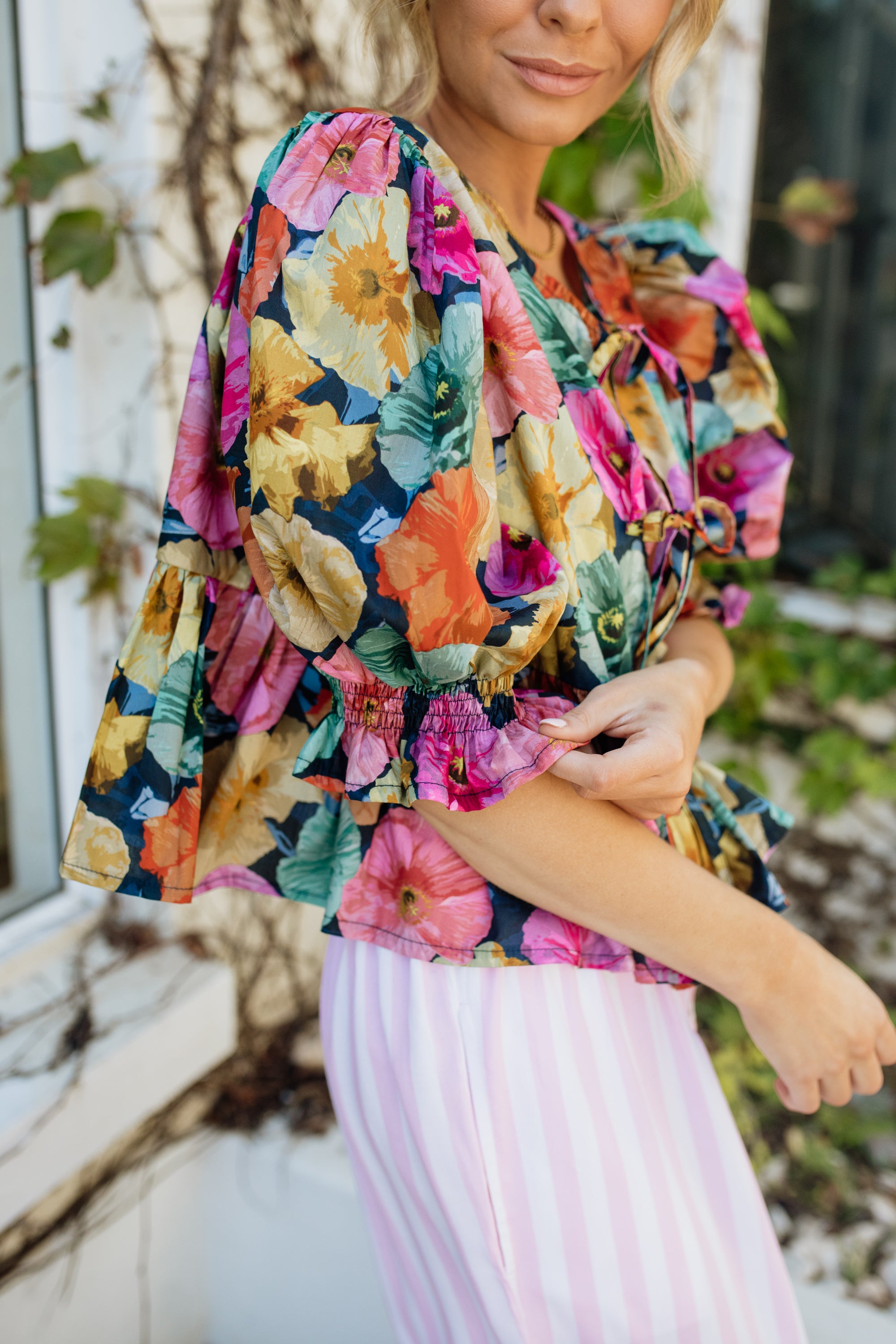 London Short Sleeve Top | Midnight Botanica