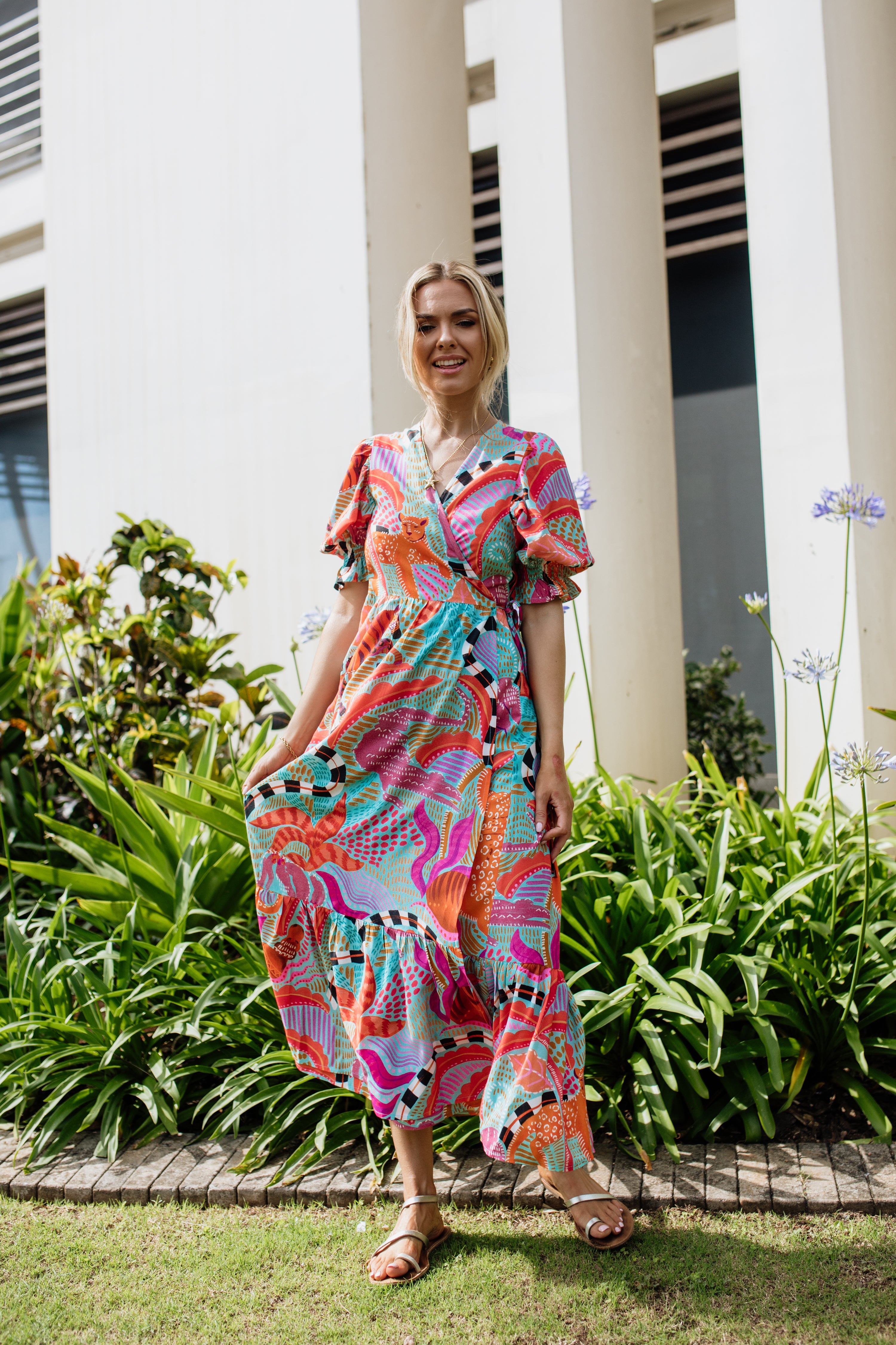 Giulia Wrap Dress | Leopard Oasis