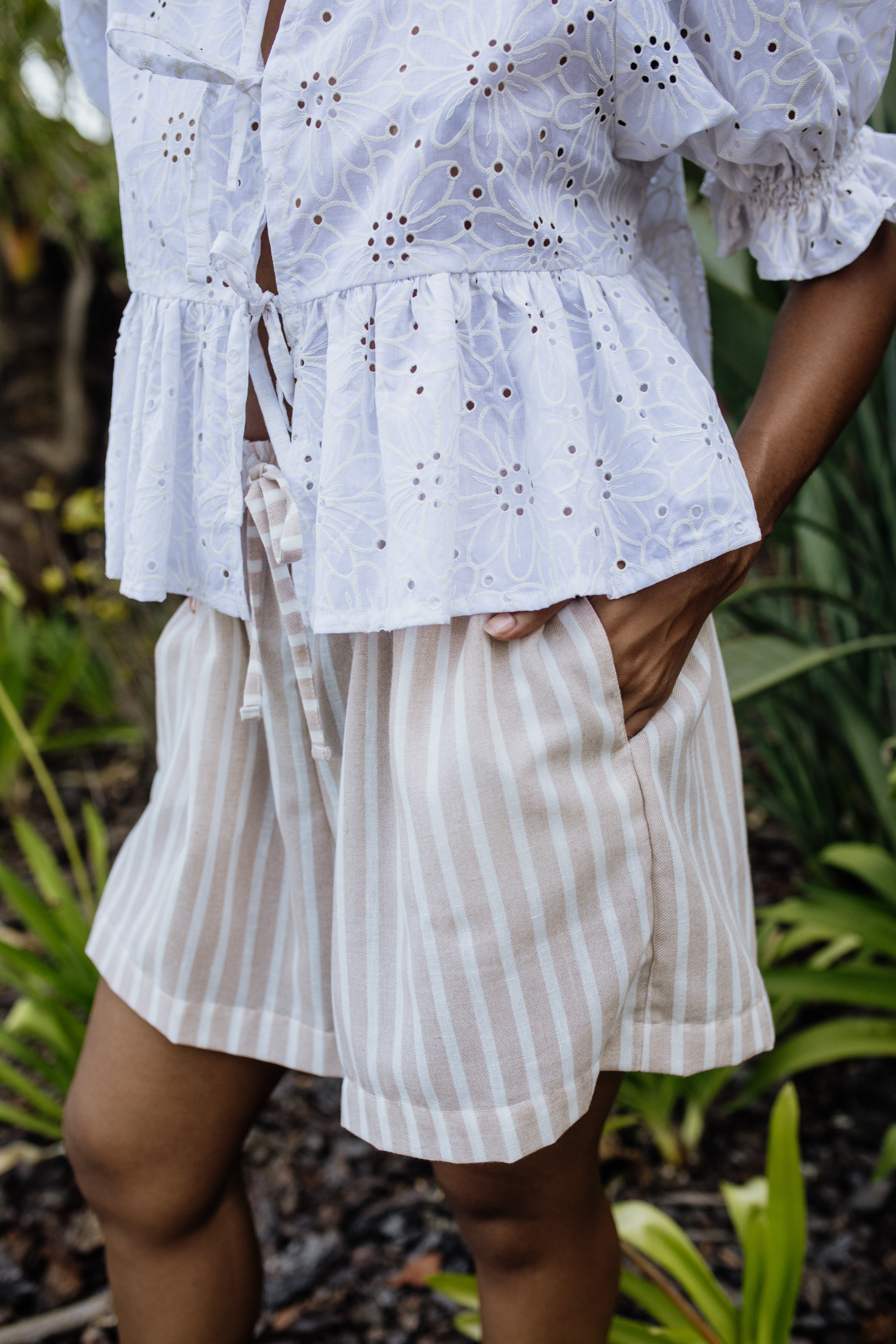 London Shorts | Beige Stripe