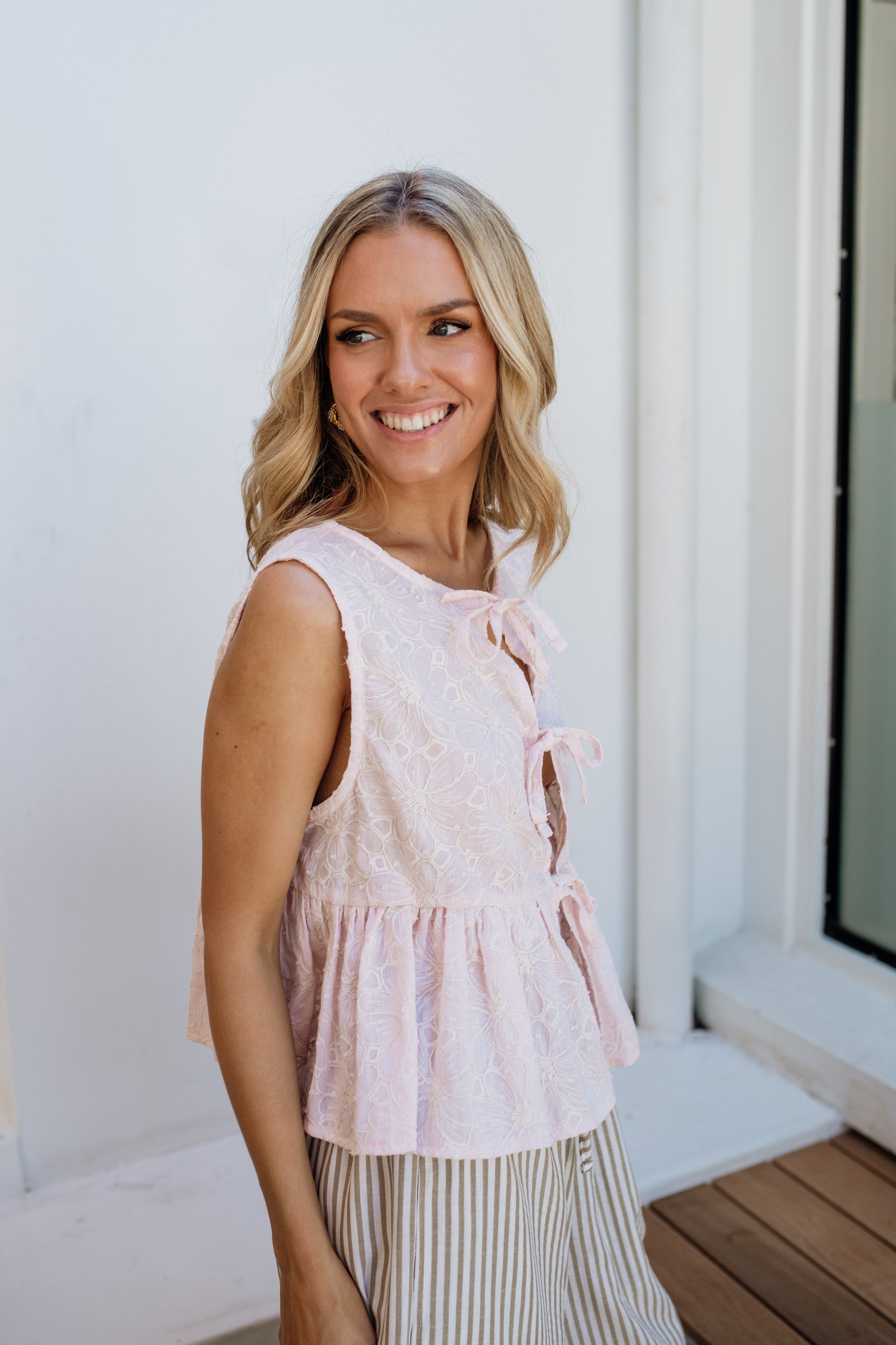 London Sleeveless Top | Baby Pink