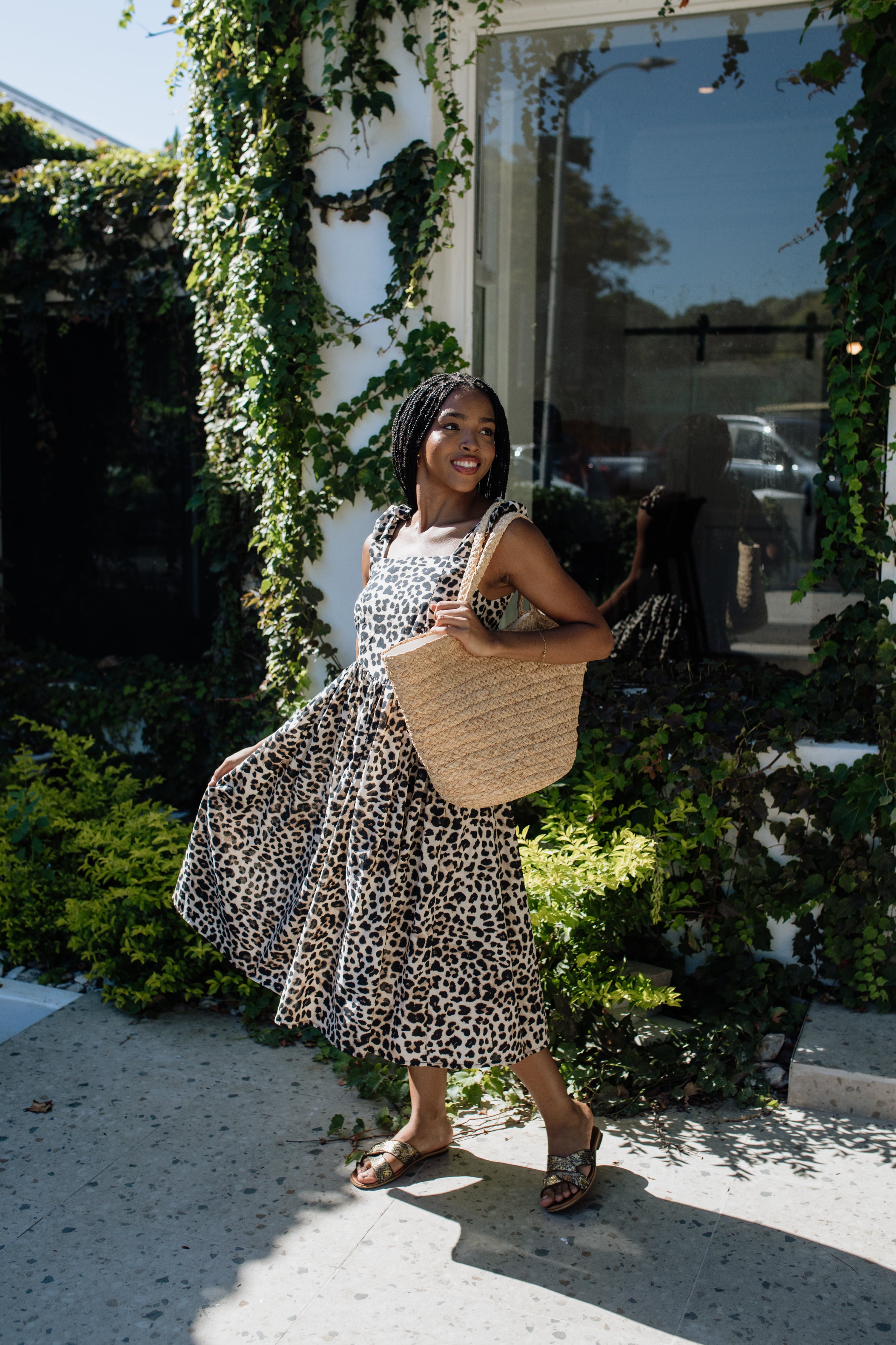 Leah Midi Dress | Leopard Print