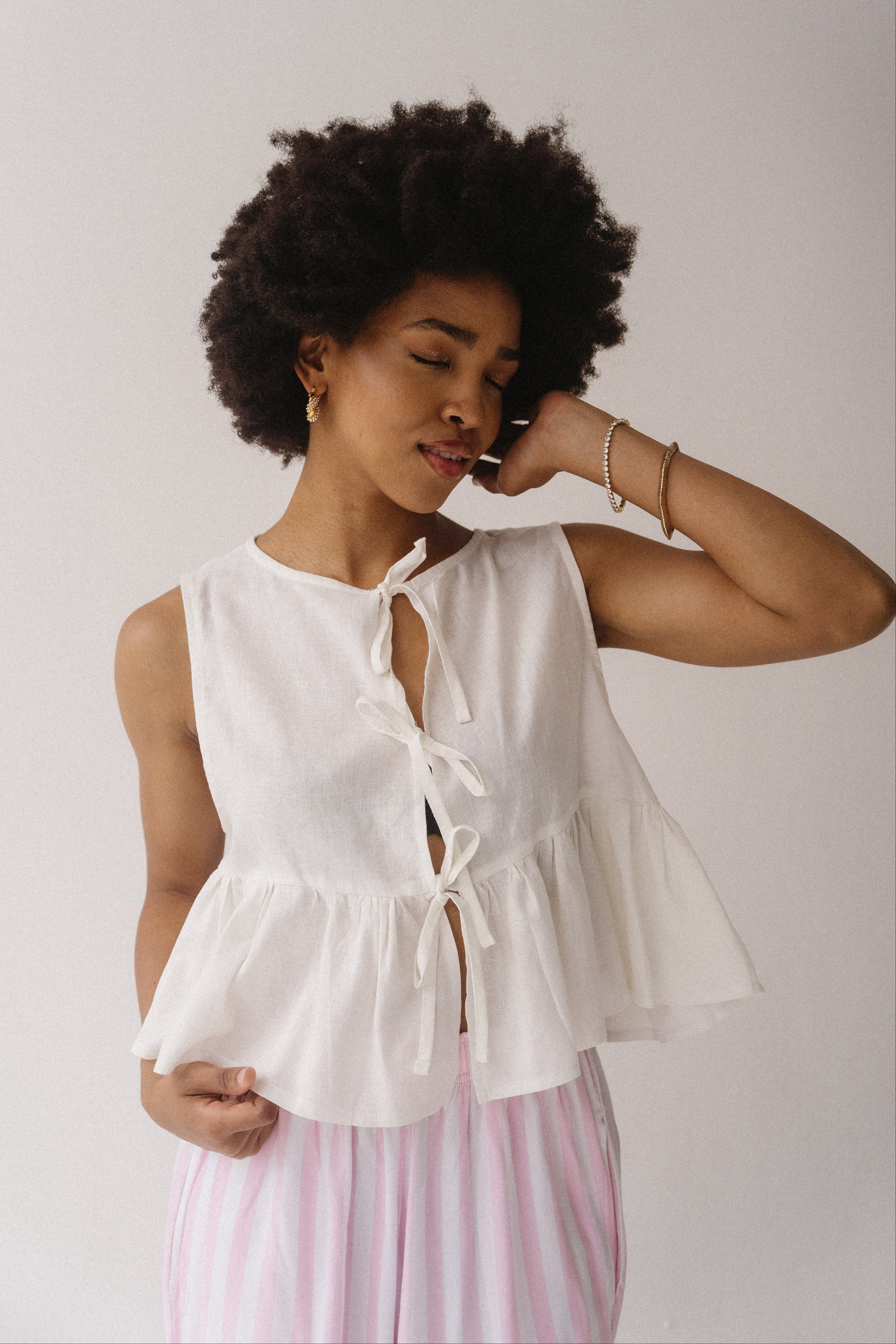 London Sleeveless Top | White