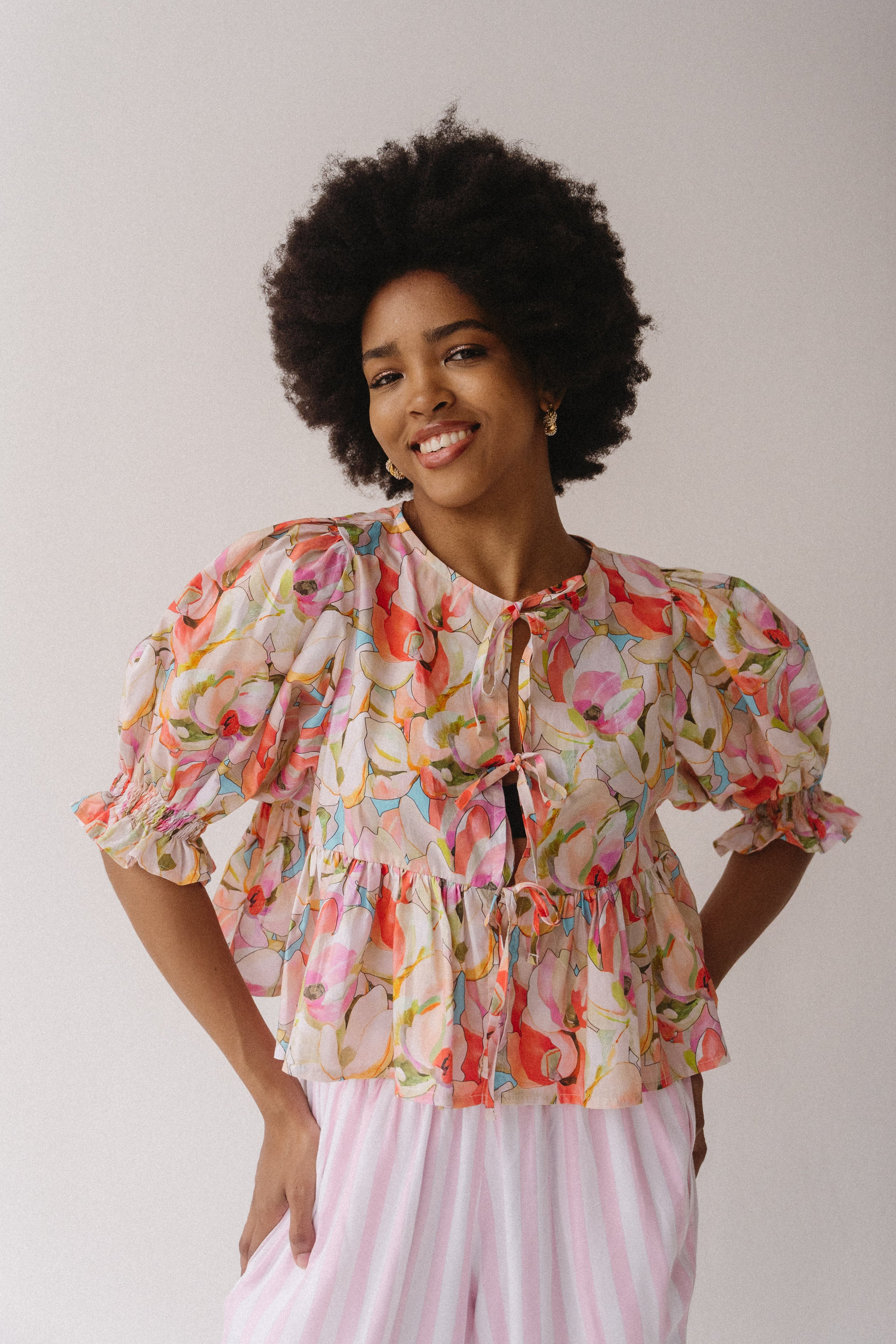 London Short Sleeve Top | Botanical Orchid