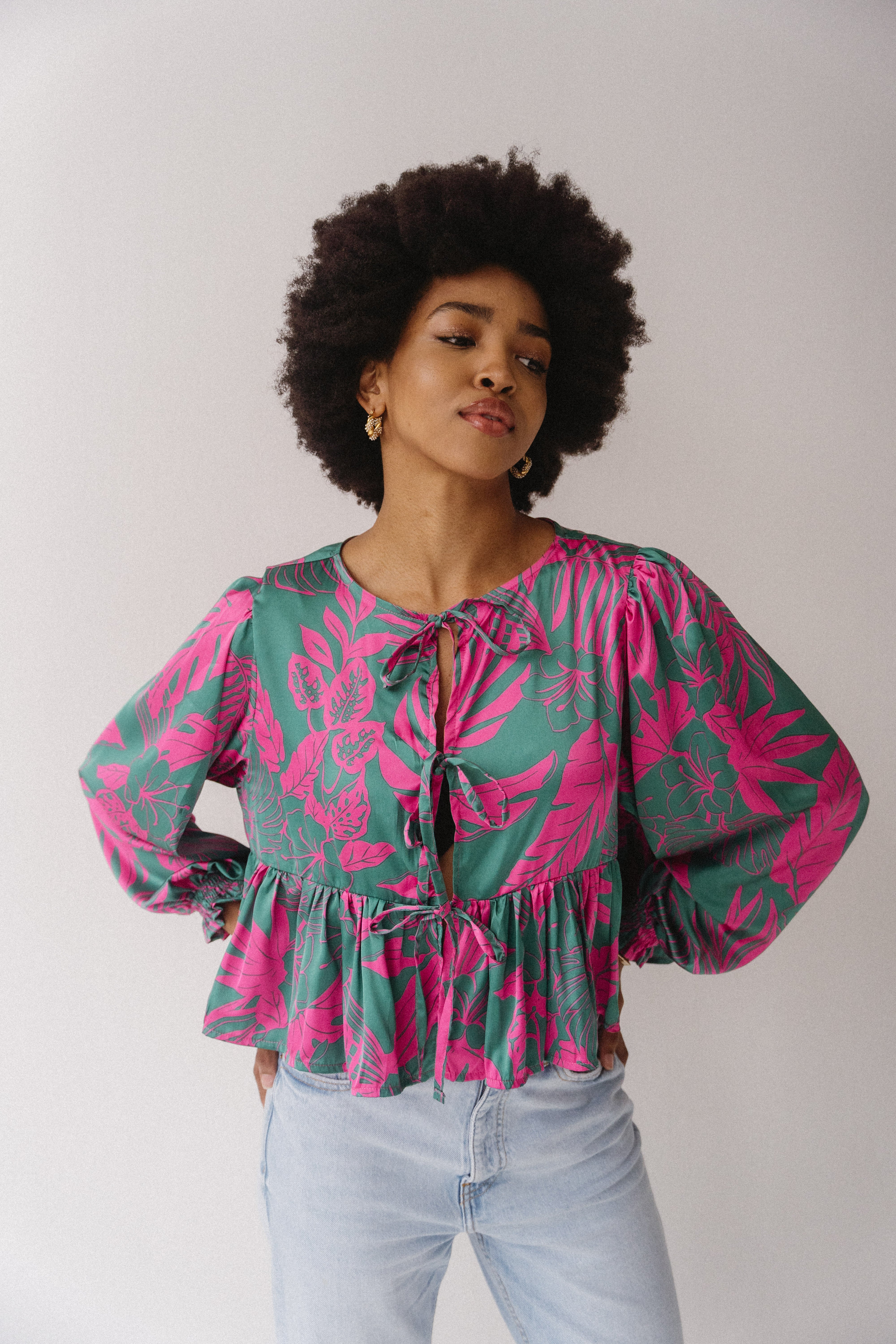 London Blouse Long Sleeve | Miami Palms