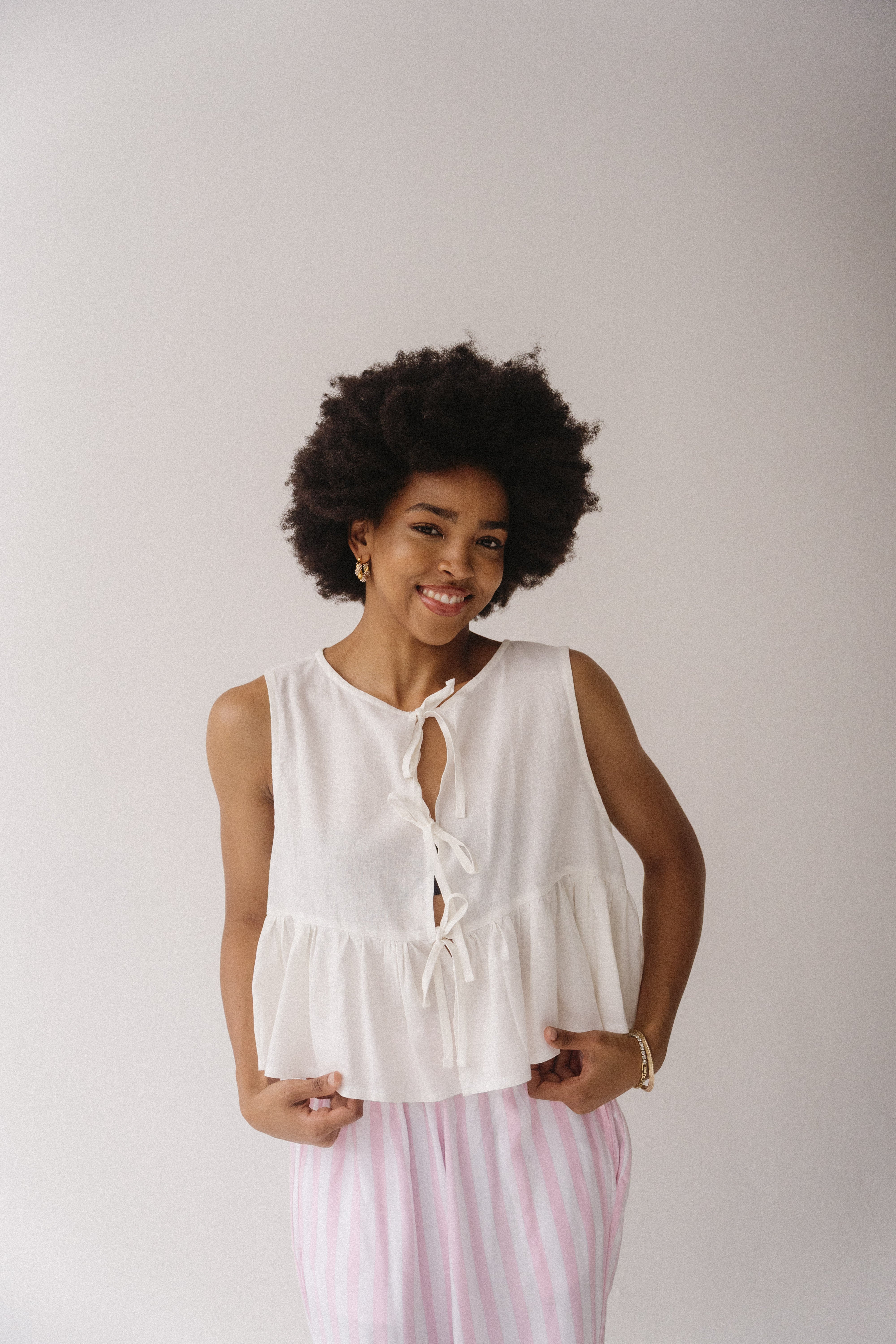 London Sleeveless Top | White