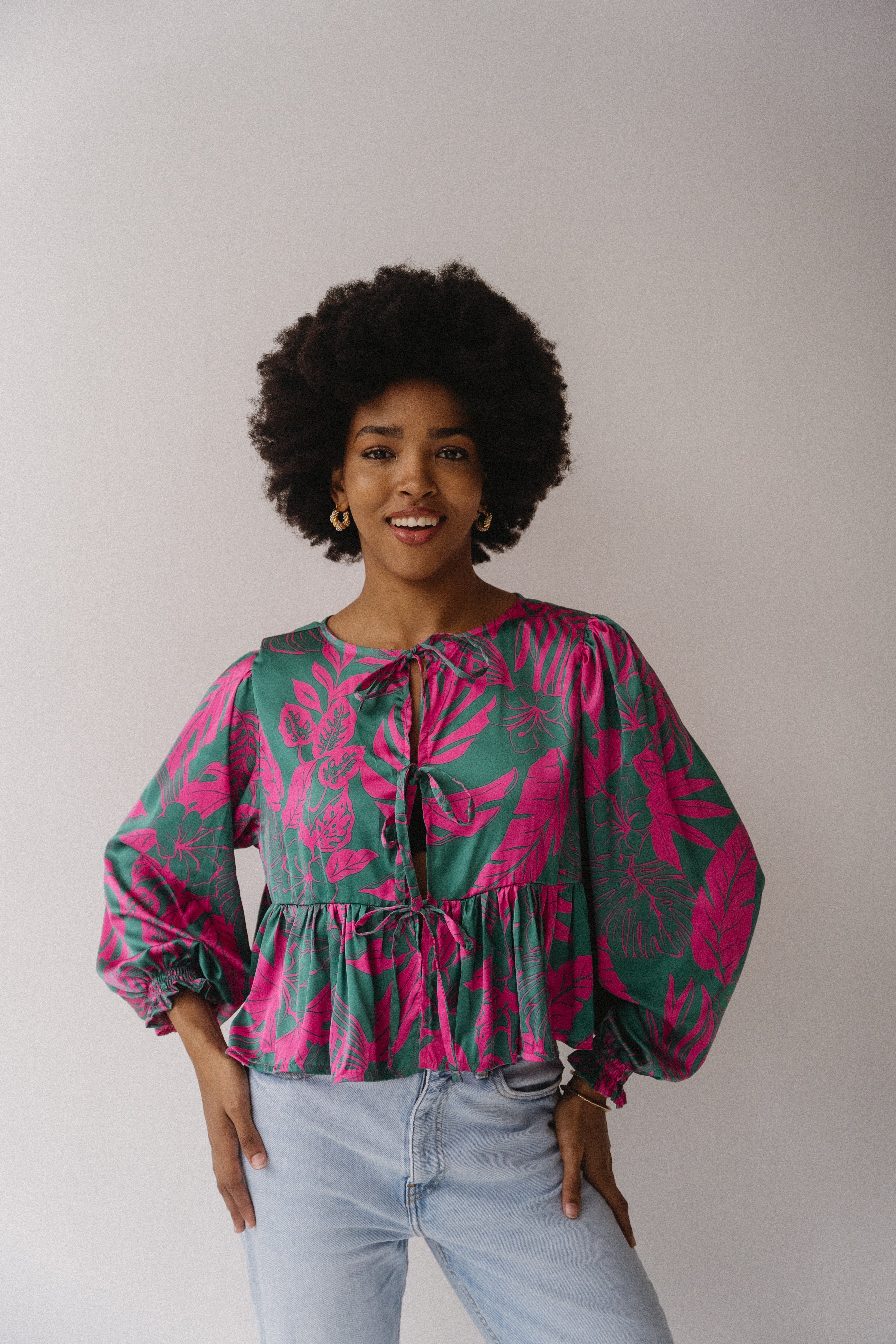 London Blouse Long Sleeve | Miami Palms