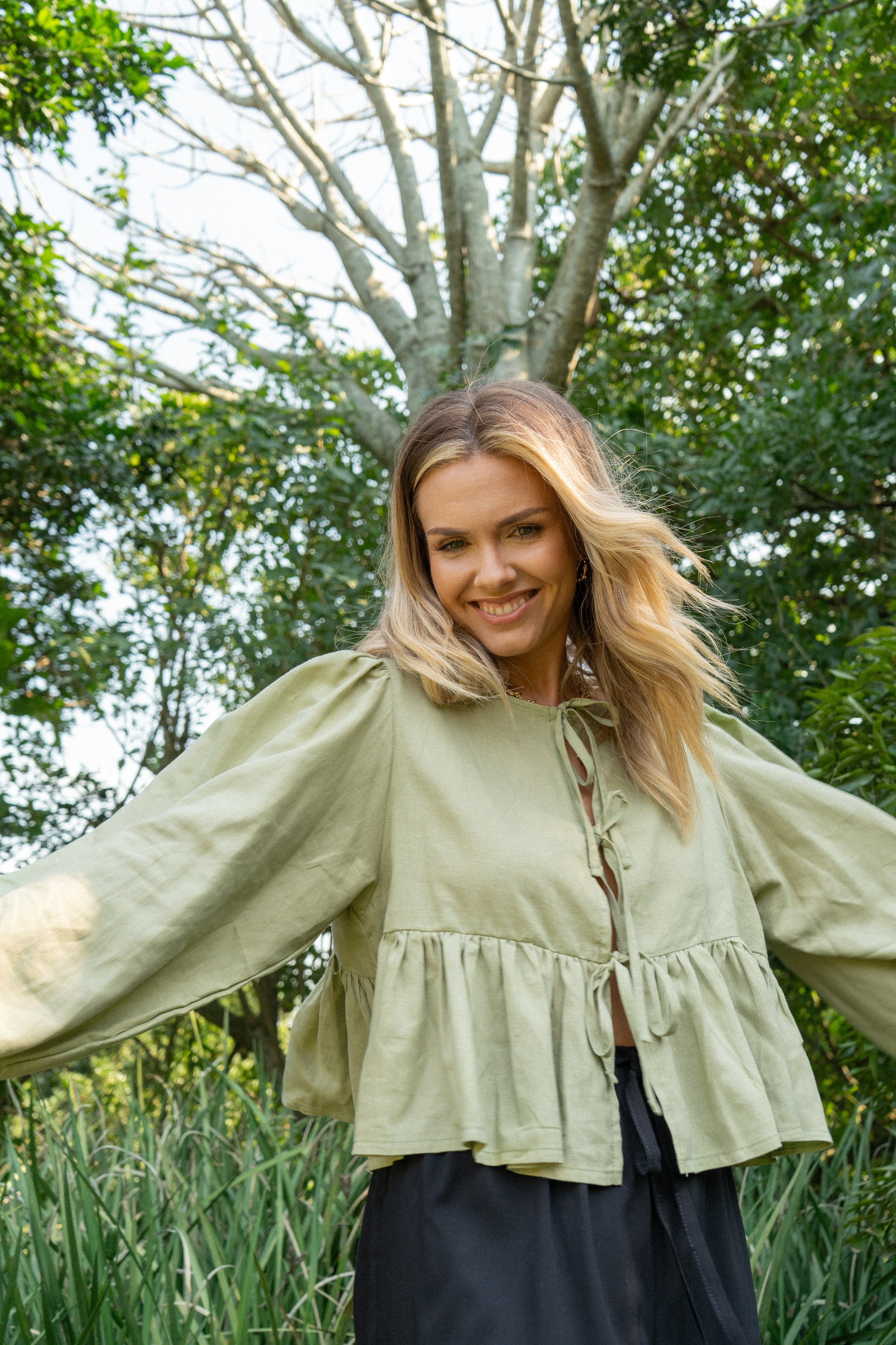 London Blouse Long Sleeve | Olive Green