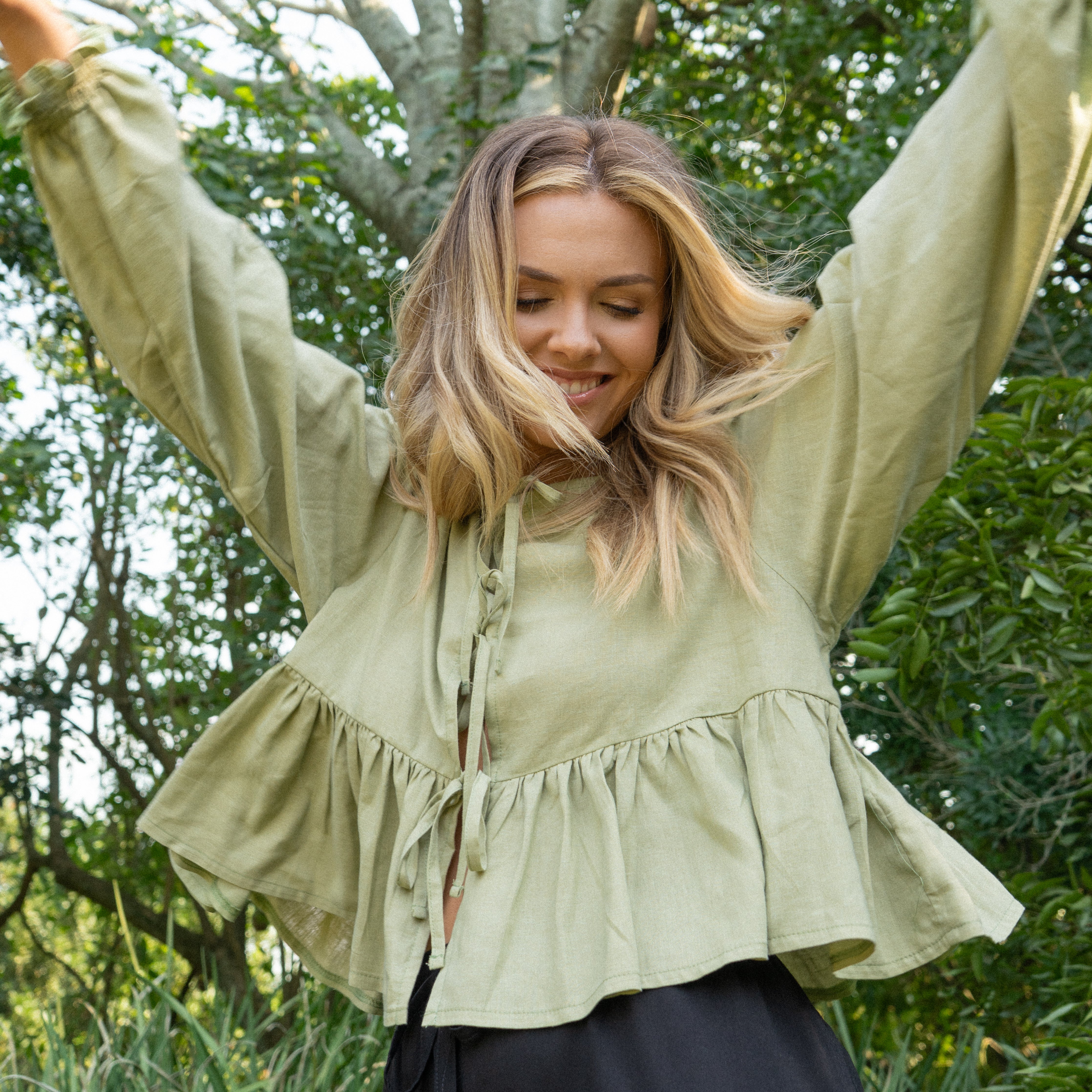 London Blouse Long Sleeve | Olive Green