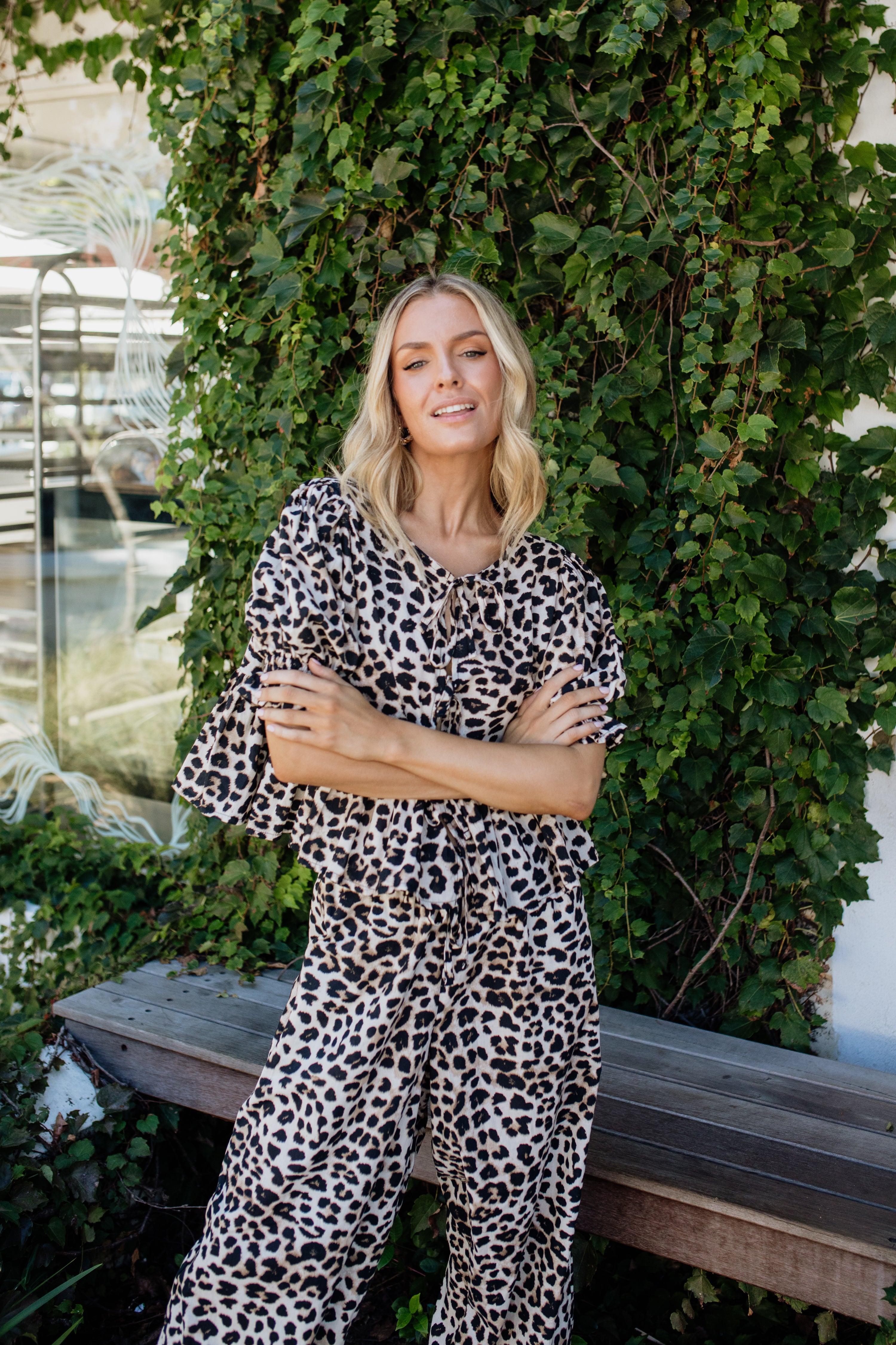 London Short Sleeve Top | Leopard Print