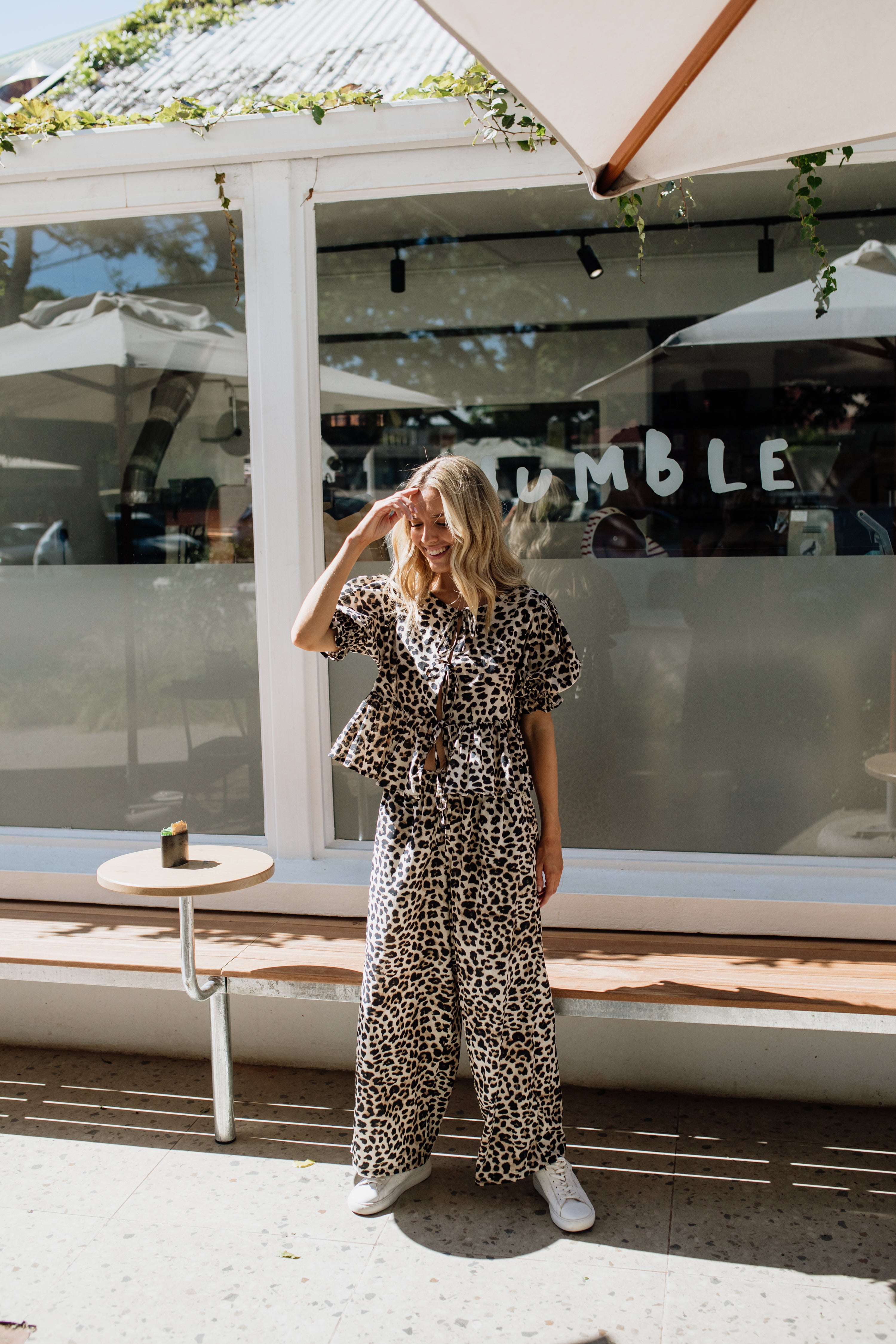 London Short Sleeve Bow Top | Leopard Print | Lucia