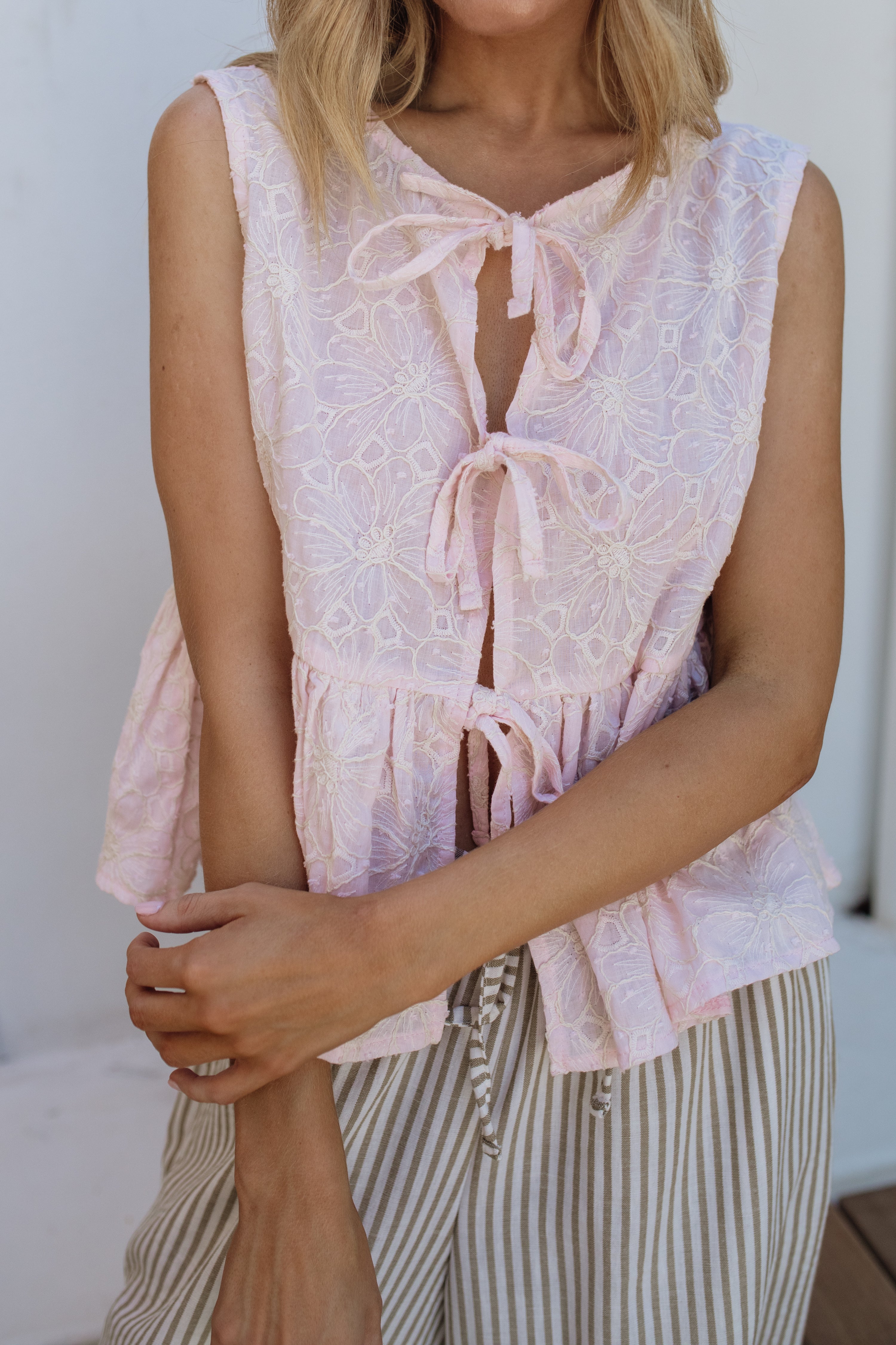 London Sleeveless Top | Baby Pink