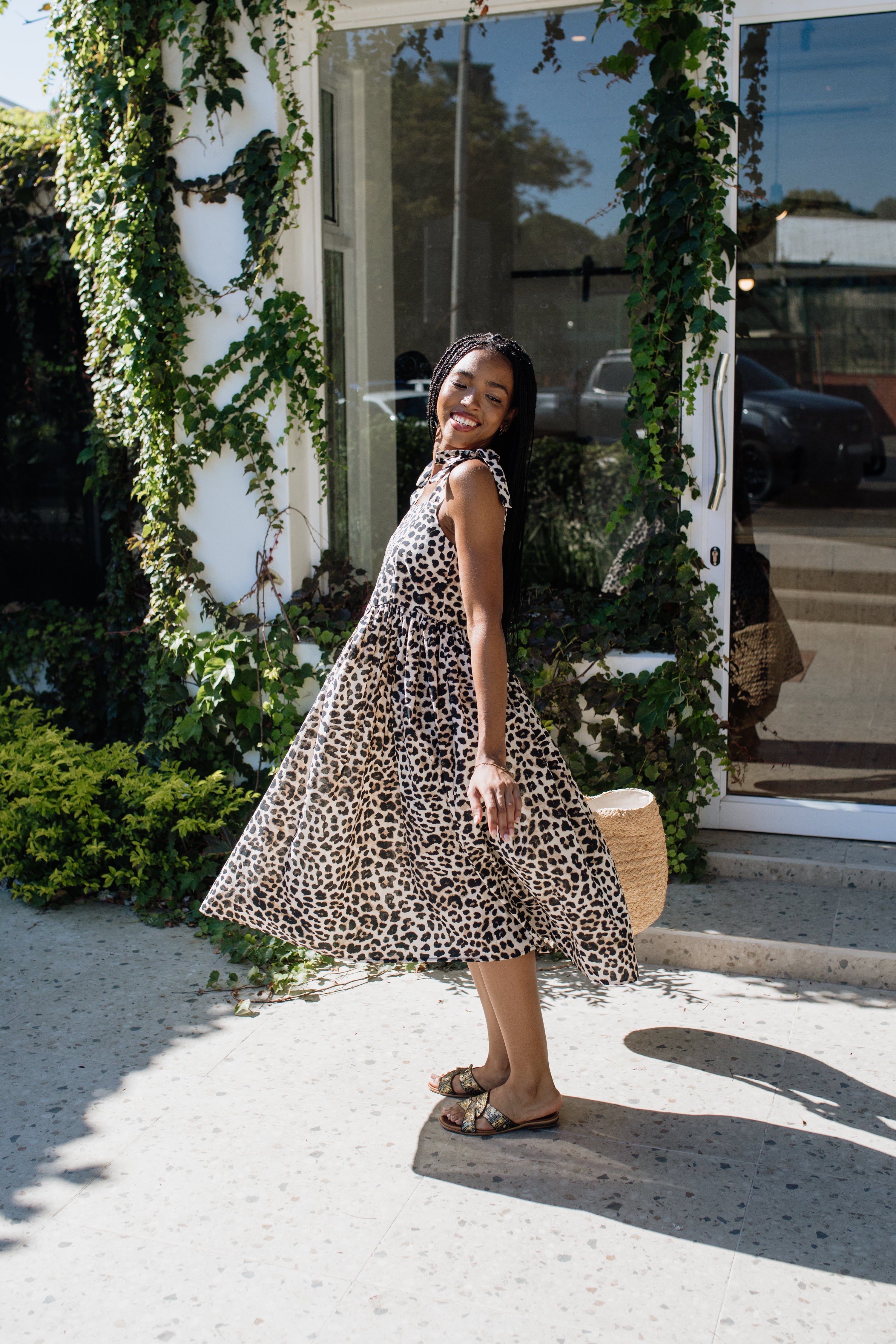 Leah Midi Dress | Leopard Print
