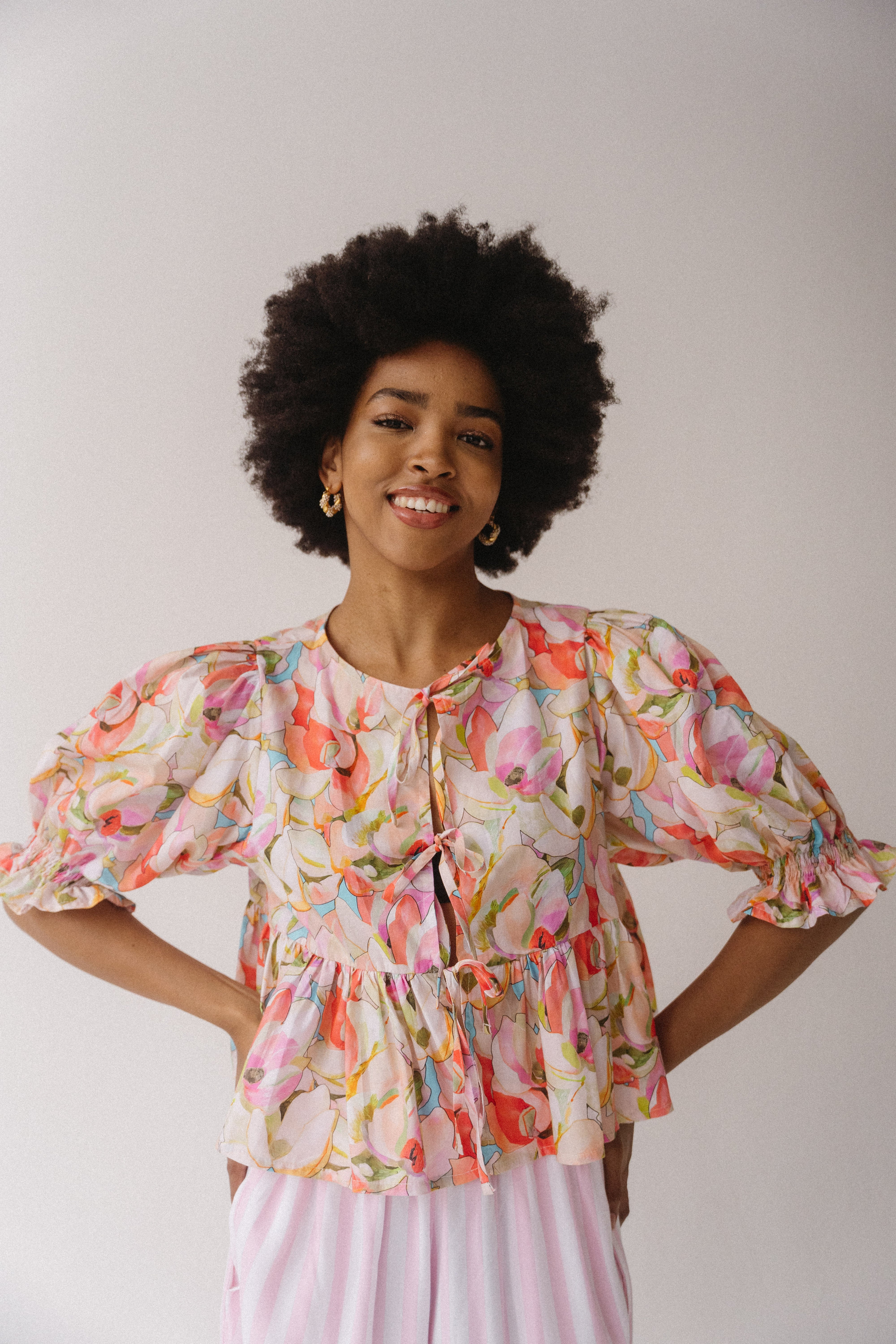 London Short Sleeve Top | Botanical Orchid