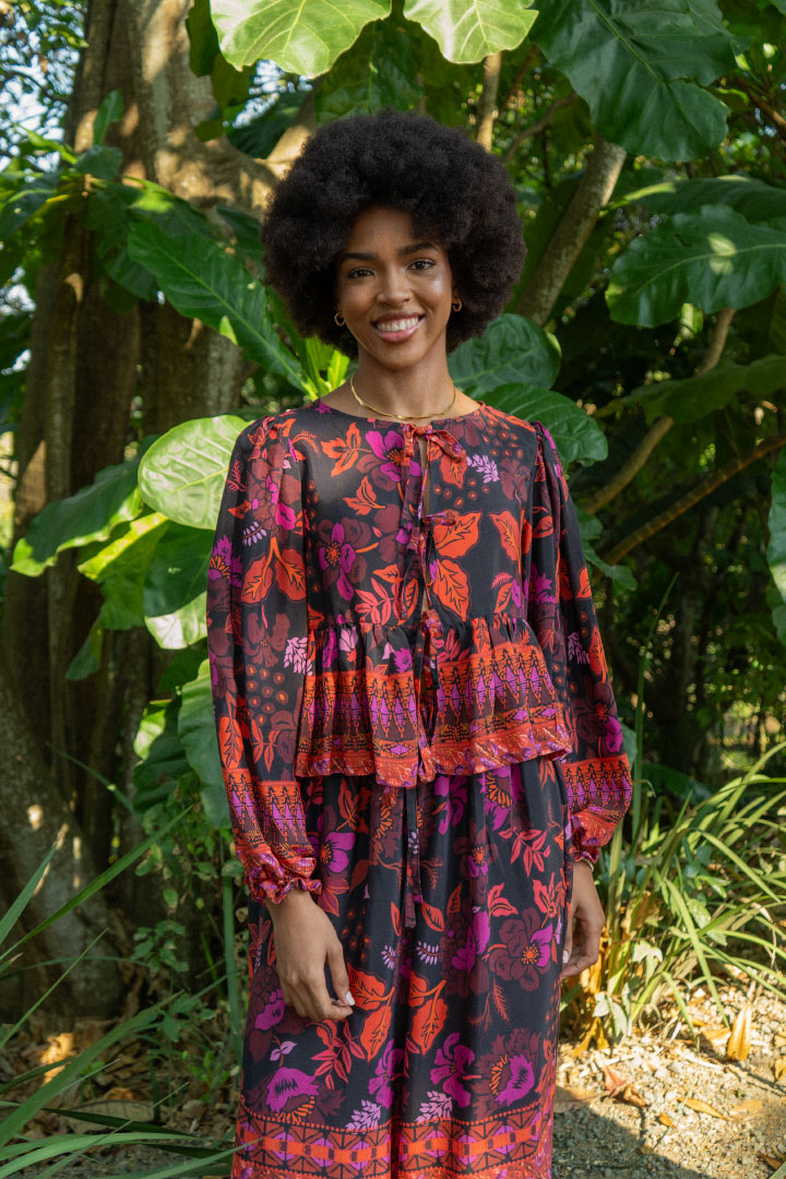 London Set Long | Fushia Floral