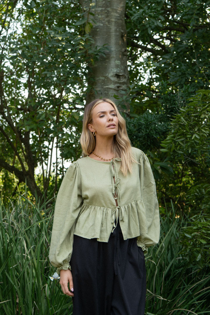 London Blouse Long Sleeve | Olive Green