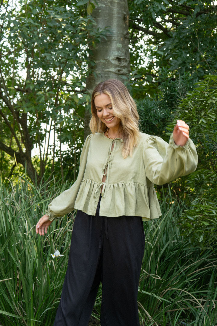 London Blouse Long Sleeve | Olive Green