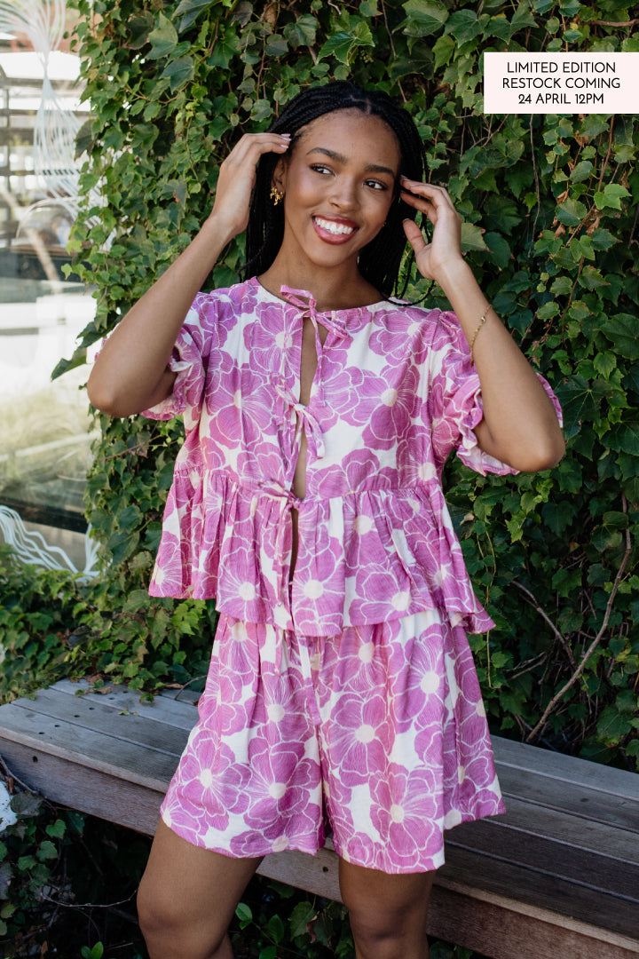 London Shortsleeve Set | Lilac Floral