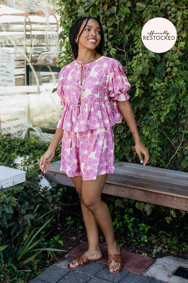 London Shortsleeve Set | Lilac Floral